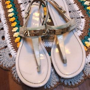Coach New York cream colored sandals.size9 patent leather. Very good preowned.